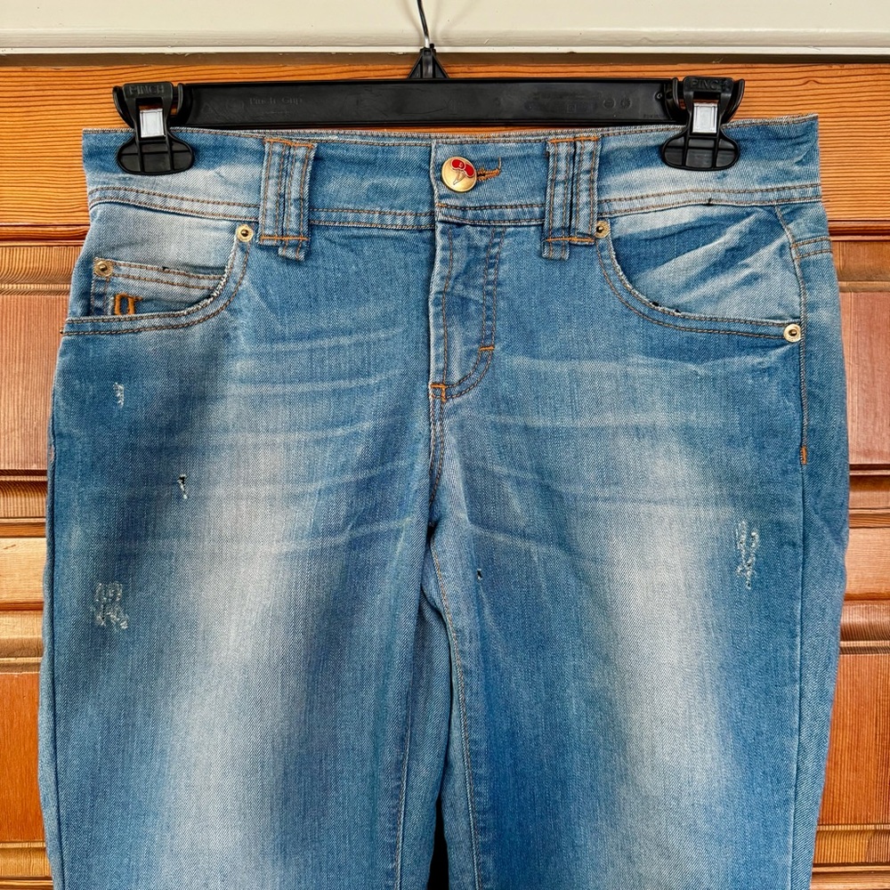 NWT LONG Galliano Donna crystal cherry slim jeans 30 - Picture 11 of 16